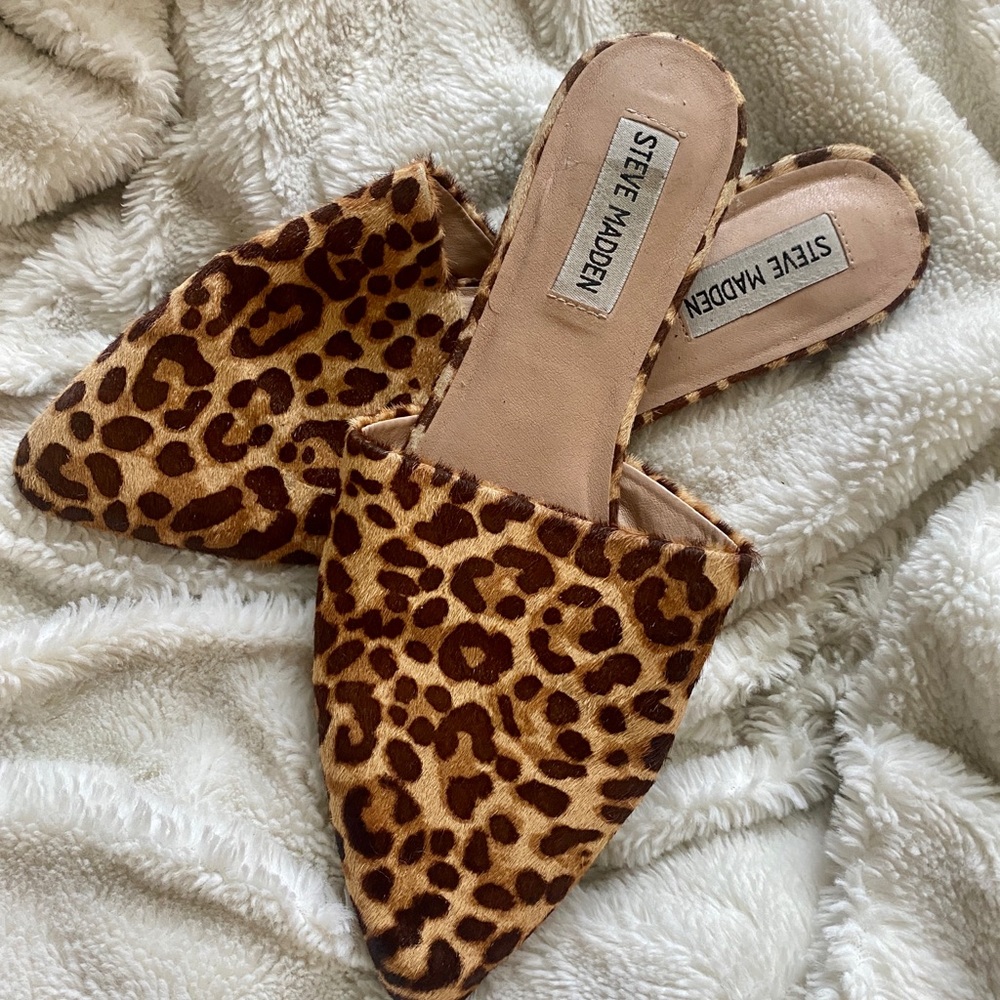 Steve Madden Cowhide Leopard Mule-slides 8.5